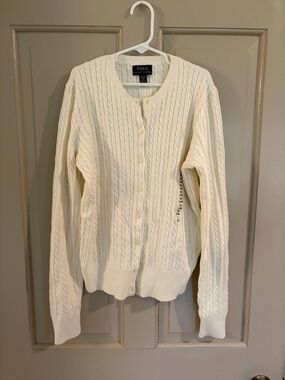 Polo by Ralph Lauren Ivory Cable-Knit Button Cardigan